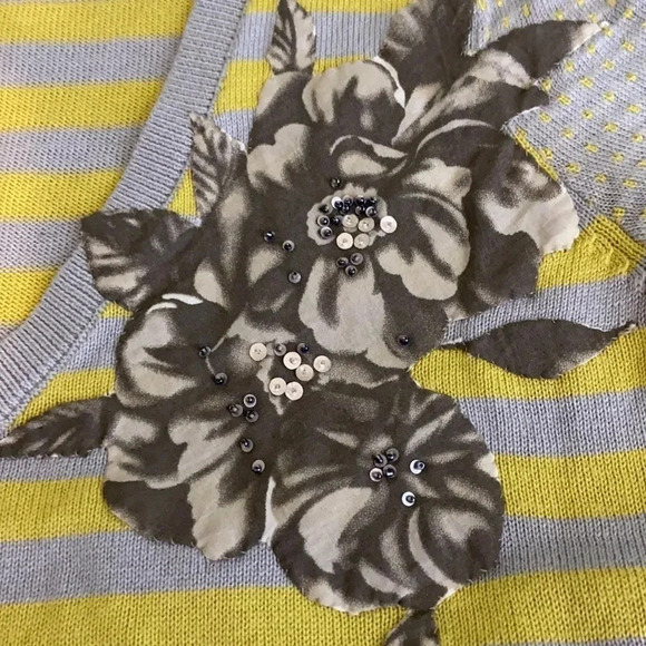 Moth from Anthropologie Cattleya Applique & Beaded Short Sleeve Cardigan -Small - Picture 5 of 7